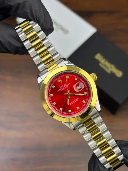 ROLEX WATCH - TOW TONE RED DIAL WATCH