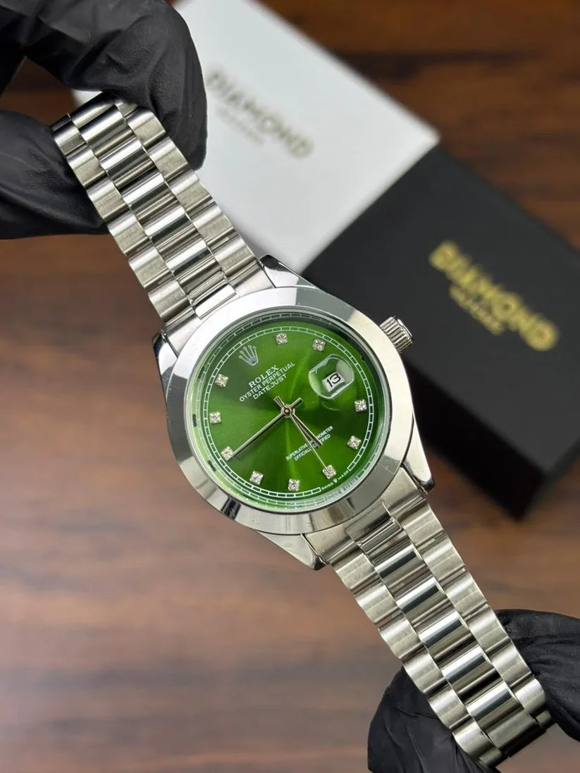 ROLEX WATCH – SILVER WITH GREEN DIAL